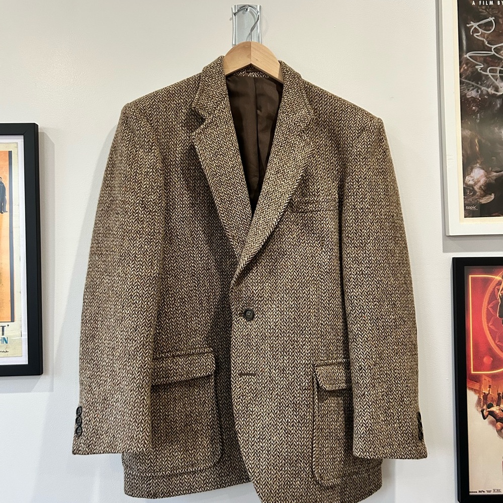 Classic Herringbone Brown Blazer - image 1